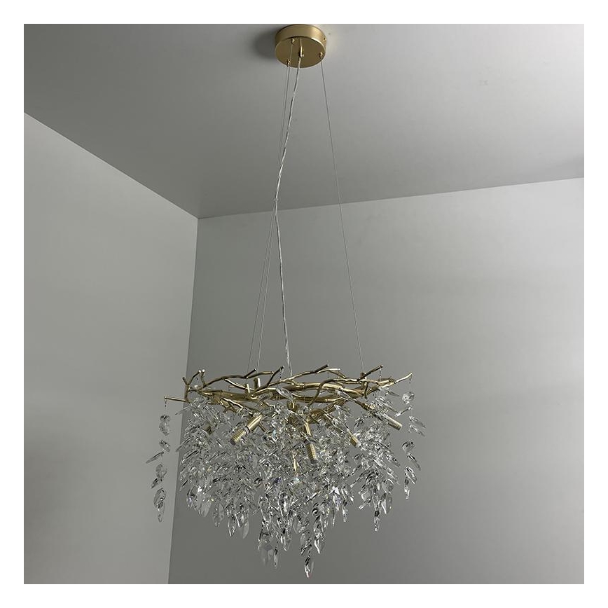 Lámpara de araña de cristal colgante 9xG9/40W/230V dorado
