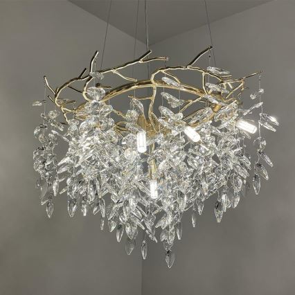 Lámpara de araña de cristal colgante 9xG9/40W/230V dorado