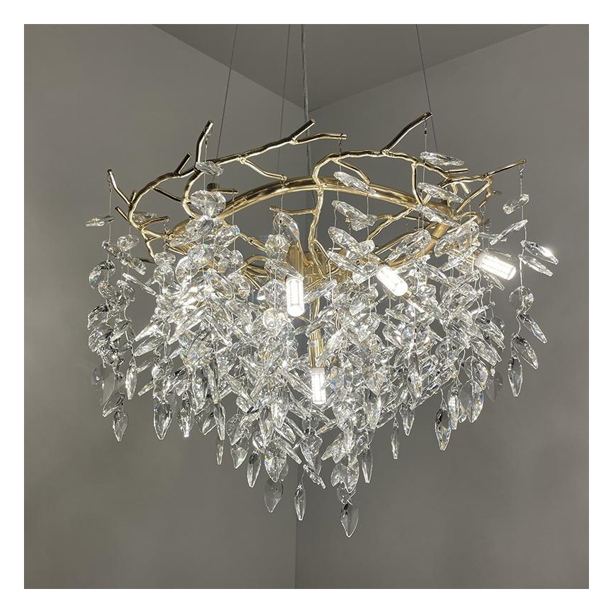 Lámpara de araña de cristal colgante 9xG9/40W/230V dorado
