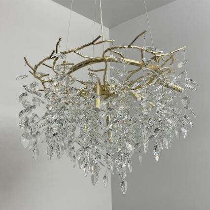 Lámpara de araña de cristal colgante 9xG9/40W/230V dorado