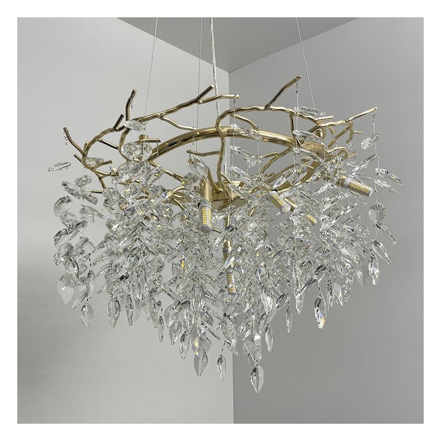 Lámpara de araña de cristal colgante 9xG9/40W/230V dorado
