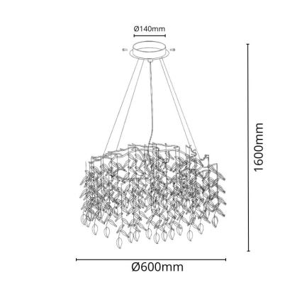 Lámpara de araña de cristal colgante 9xG9/40W/230V dorado