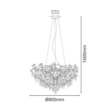 Araña de cristal 13xG9/40W/230V cromo brillante