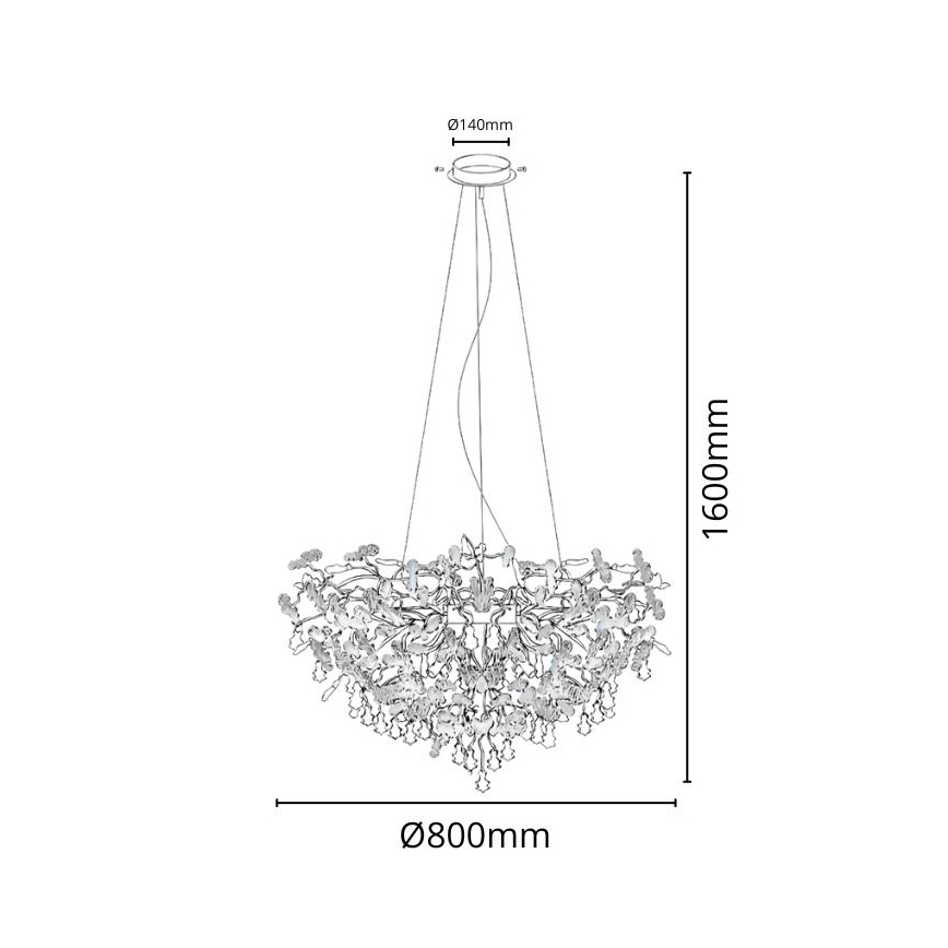 Araña de cristal 13xG9/40W/230V cromo brillante