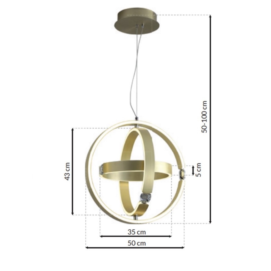 Lámpara de araña de cristal LED en un cable SIRIUS LED/80W/230V