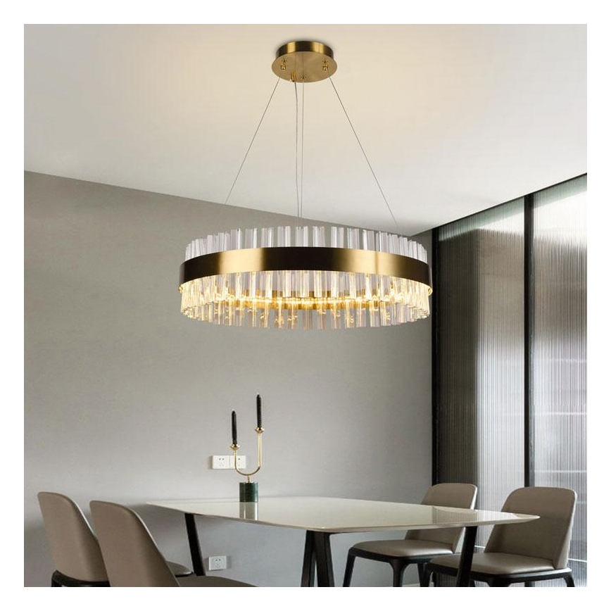 Lámpara de araña de cristal LED regulable con cable en cadena LED/40W/230V + control remoto