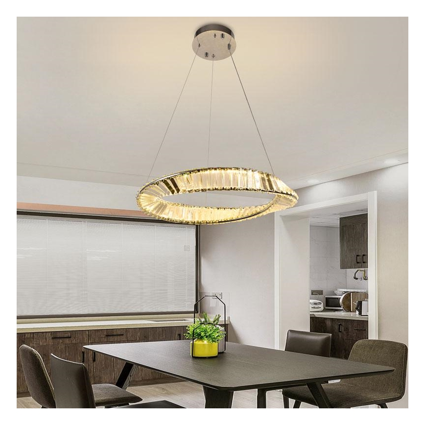 Lámpara de araña de cristal LED regulable con cable en cadena LED/40W/230V + control remoto