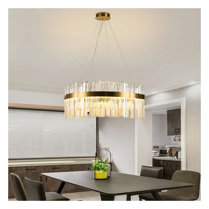 Lámpara de araña de cristal LED regulable con cable en cadena LED/80W/230V 3000-6500K + mando a distancia