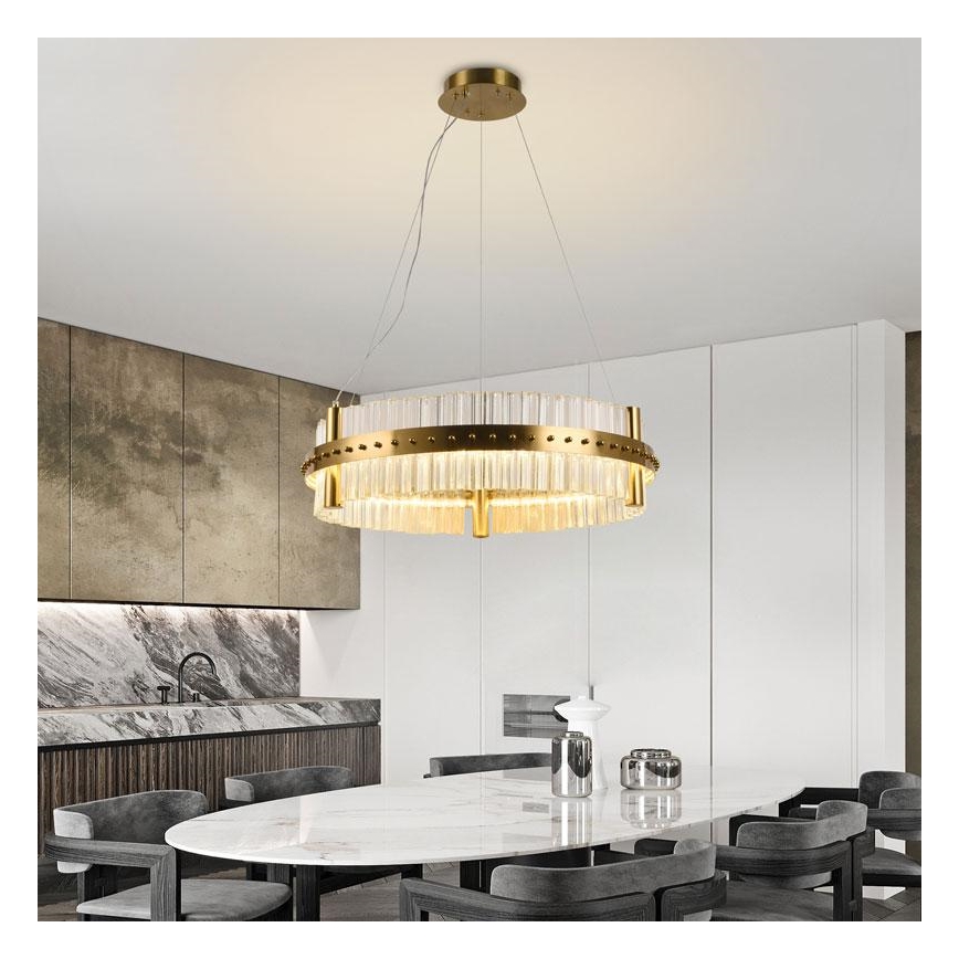 Lámpara de araña de cristal LED regulable con cable en cadena LED/40W/230V + mando a distancia