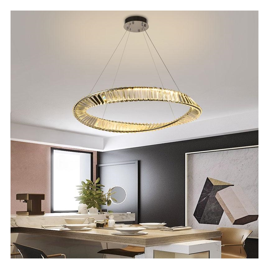 Lámpara de araña de cristal LED regulable en cadena LED/50W/230V 3000-6500K + mando a distancia