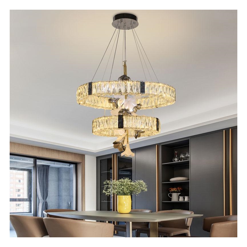 Lámpara de araña de cristal LED regulable en cadena LED/70W/230V + control remoto
