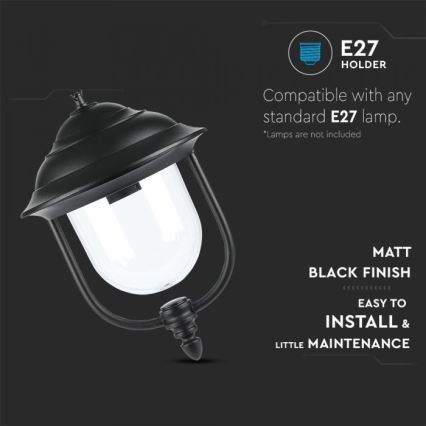 Lámpara de araña de exterior con cadena 1xE27/60W/230V IP44 negro