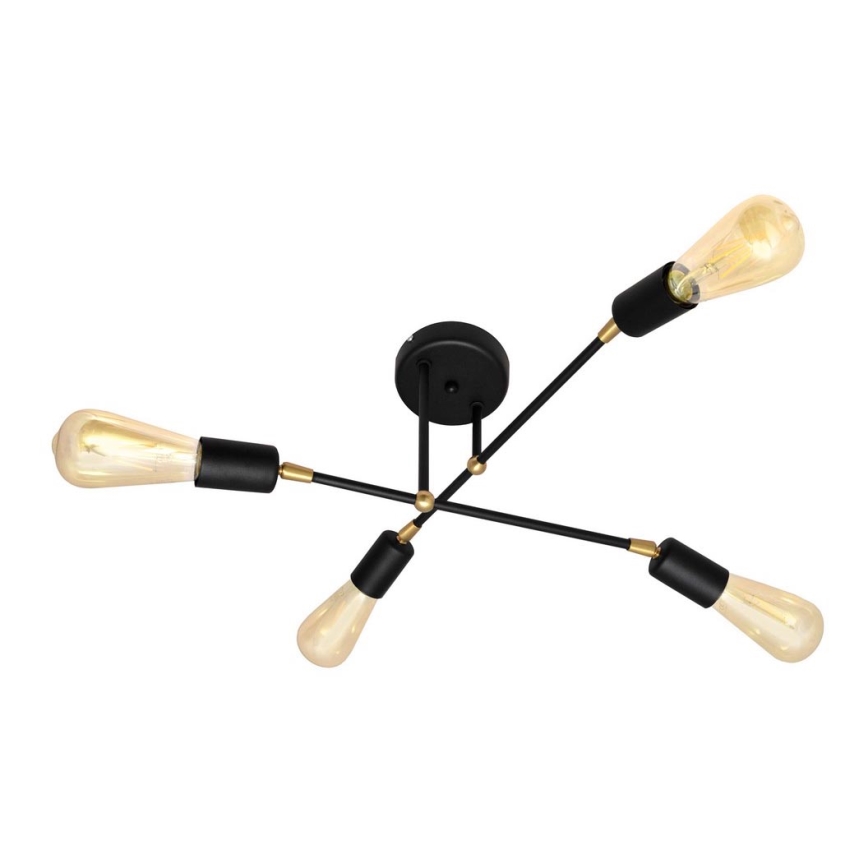 Lámpara de araña de luces de superficie ROSETTE 4xE27/15W/230V negro/dorado