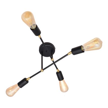 Lámpara de araña de luces de superficie ROSETTE 4xE27/15W/230V negro/dorado