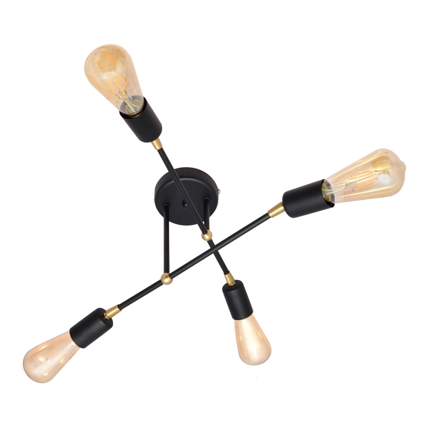 Lámpara de araña de luces de superficie ROSETTE 4xE27/15W/230V negro/dorado
