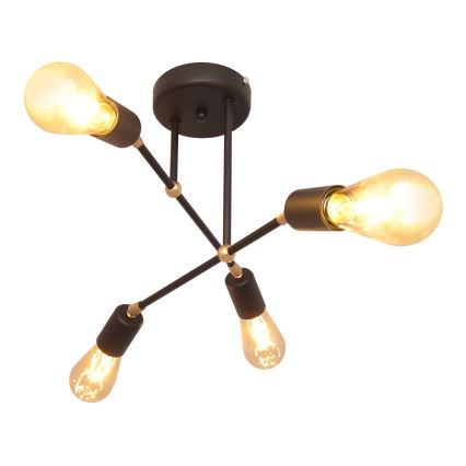 Lámpara de araña de luces de superficie ROSETTE 4xE27/15W/230V negro/dorado