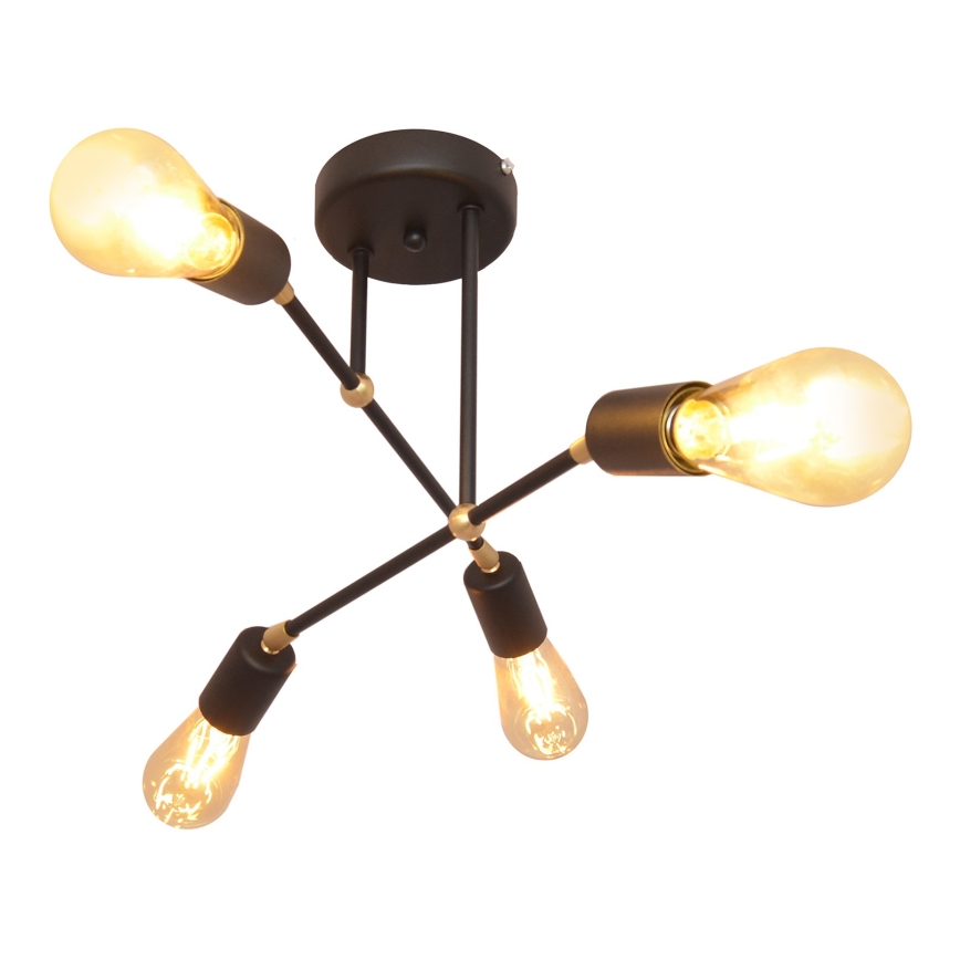 Lámpara de araña de luces de superficie ROSETTE 4xE27/15W/230V negro/dorado