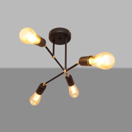 Lámpara de araña de luces de superficie ROSETTE 4xE27/15W/230V negro/dorado