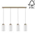 Lámpara de araña en cadena BOSCO 4xE27/60W/230V roble - Certificado FSC