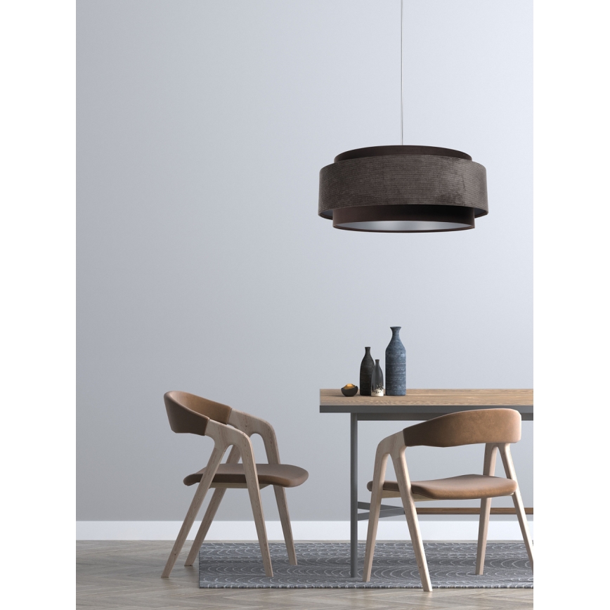 Lámpara de araña en cadena DOBLO 1xE27/60W/230V d. 60 cm marrón/plata