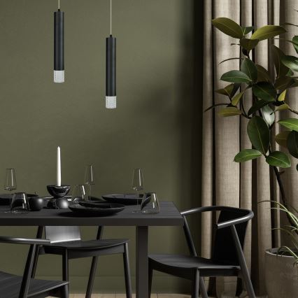 Lámpara de araña en ristra TUBI 1xGU10/8W/230V negro