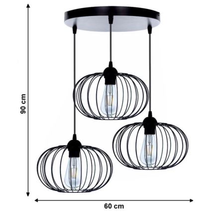 Lámpara de araña fija BOCCA 3xE27/60W/230V