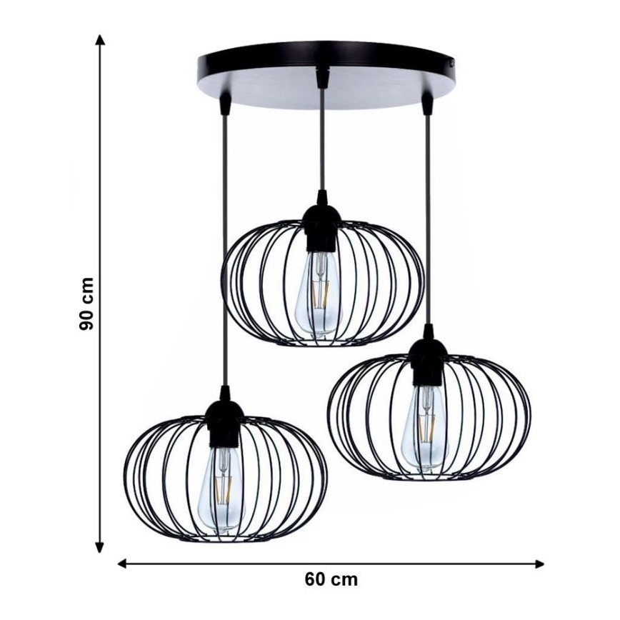 Lámpara de araña fija BOCCA 3xE27/60W/230V