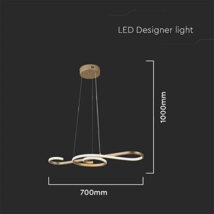 Lámpara de araña LED con cadena LED/18W/230V 3000K dorado