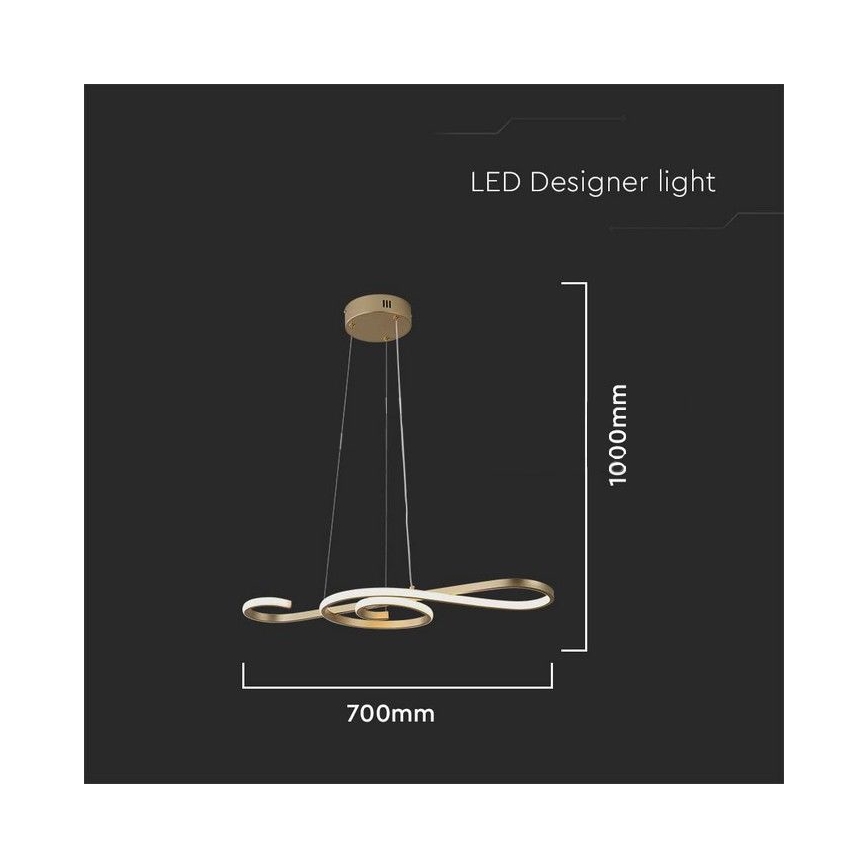 Lámpara de araña LED con cadena LED/18W/230V 3000K dorado