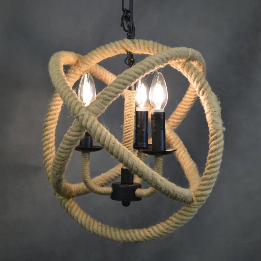 Lámpara de araña LED con cadena ROPE GLOBO 3xE14/4,3W/230V