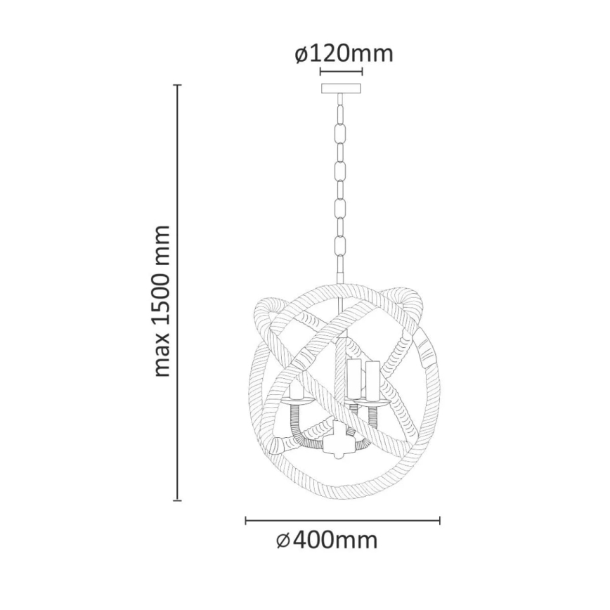 Lámpara de araña LED con cadena ROPE GLOBO 3xE14/4,3W/230V