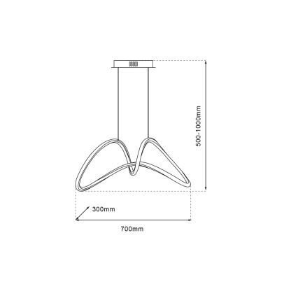 Lámpara de araña LED en ristra TESORO LED/48W/230V cromo brillante