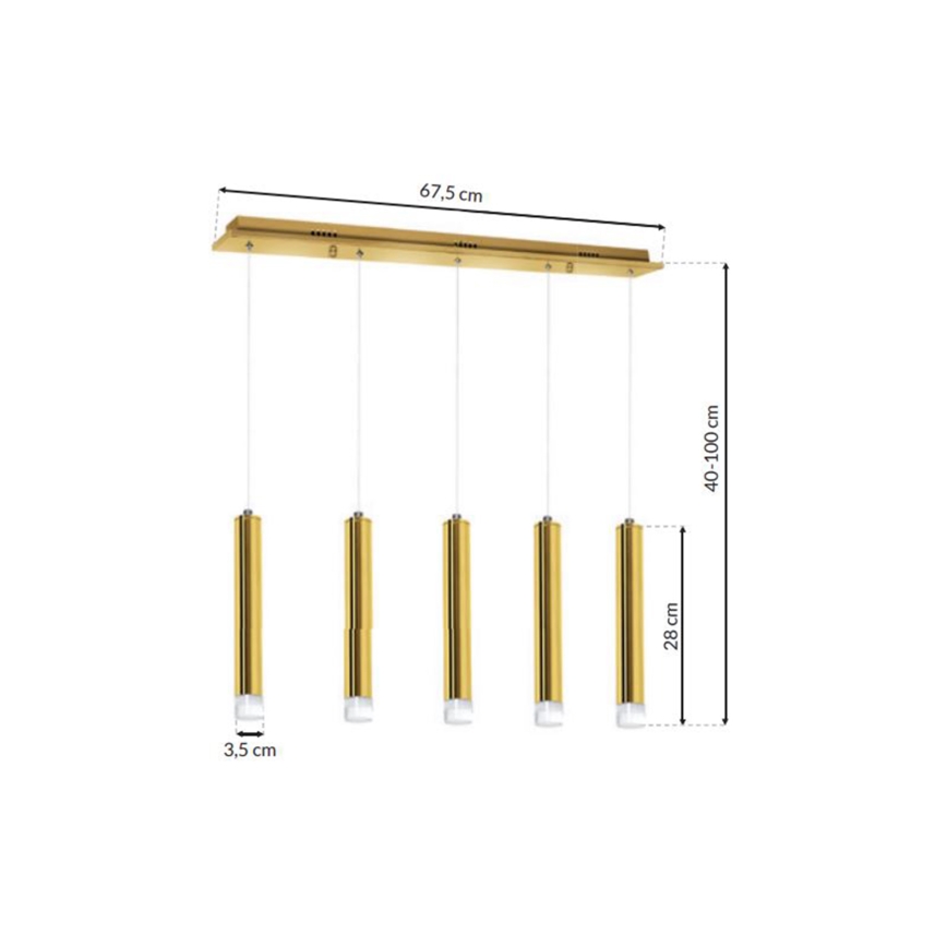 Lámpara de araña LED GOLDIE 5xLED/25W/230V dorado