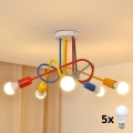Lámpara de araña LED infantil OXFORD 5xE27/15W/230V