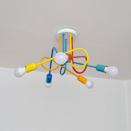 Lámpara de araña LED infantil OXFORD 5xE27/15W/230V