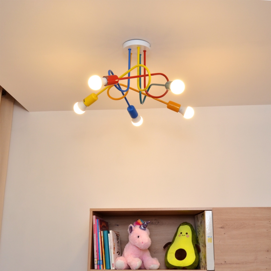 Lámpara de araña LED infantil OXFORD 5xE27/15W/230V