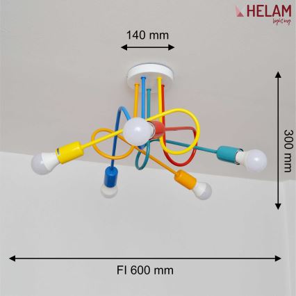 Lámpara de araña LED infantil OXFORD 5xE27/15W/230V