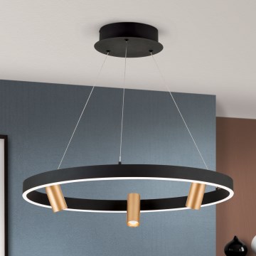 Lámpara de araña LED regulable BERLIN LED/50W/230V negro/dorado