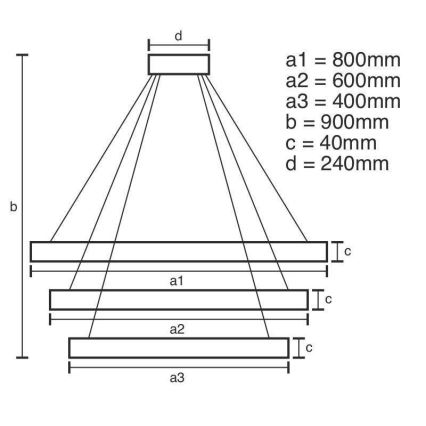 Lámpara de araña LED regulable en cadena LED/125W/230V 3000-6500K + mando a distancia