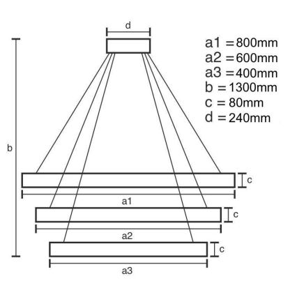 Lámpara de araña LED regulable en cadena LED/240W/230V 3000-6500K + mando a distancia