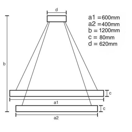 Lámpara de araña LED regulable en cadena LED/50W/230V 3000-6500K + mando a distancia