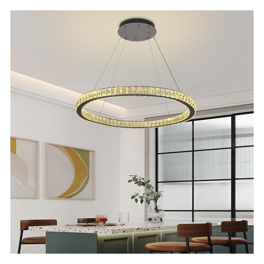 Lámpara de araña de cristal LED regulable en una cadena LED/100W/230V 3000-6500K plata + control remoto