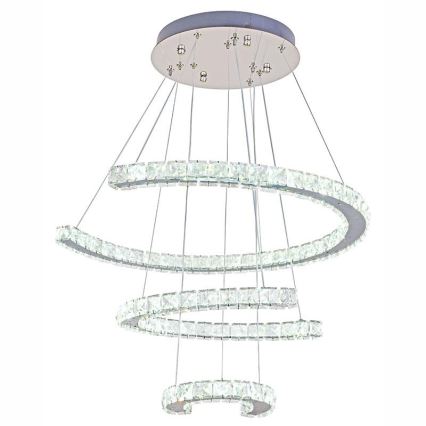 Lámpara de araña de cristal LED regulable en una cadena LED/100W/230V 3000-6500K plata + control remoto