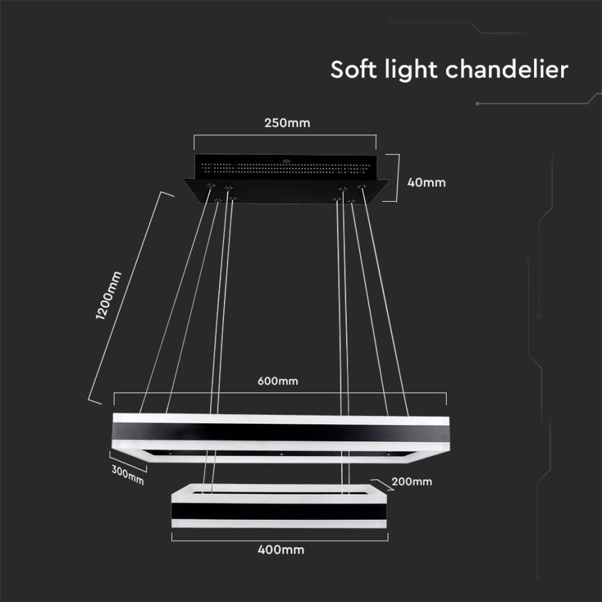 Lámpara de araña LED regulable LED/113W/230V 3000K negro