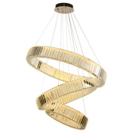 LED Lámpara de araña de vidrio regulable con cuerda LED/115W/230V 3000-6500K cromo brillante + control remoto
