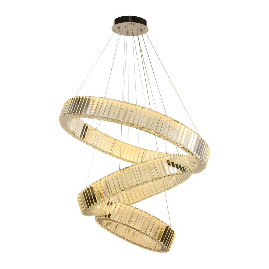 LED Lámpara de araña de vidrio regulable con cuerda LED/115W/230V 3000-6500K cromo brillante + control remoto