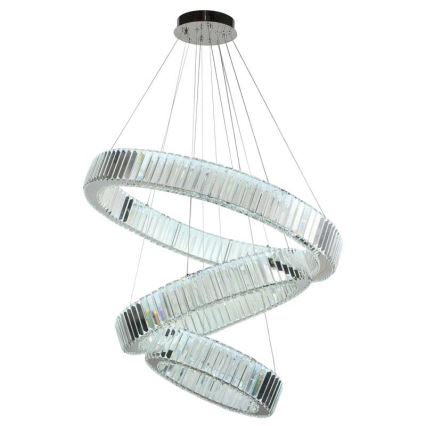 LED Lámpara de araña de vidrio regulable con cuerda LED/115W/230V 3000-6500K cromo brillante + control remoto