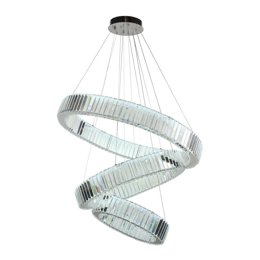 LED Lámpara de araña de vidrio regulable con cuerda LED/115W/230V 3000-6500K cromo brillante + control remoto