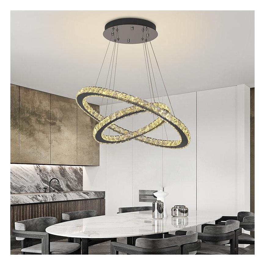 Lámpara de araña de cristal LED regulable en una cadena LED/115W/230V 3000-6500K plata + control remoto