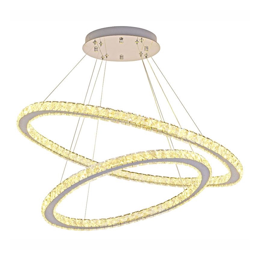 Lámpara de araña de cristal LED regulable en una cadena LED/160W/230V 3000-6500K plata + control remoto